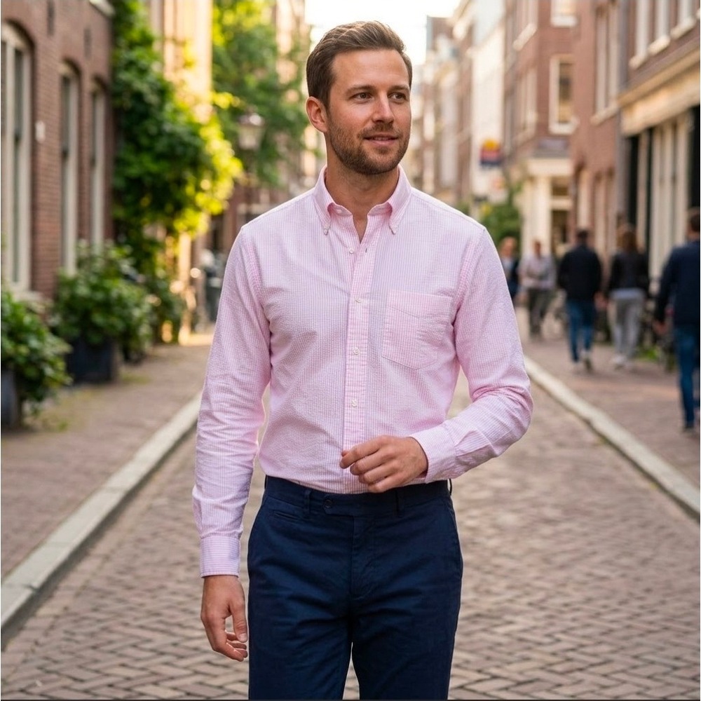 Spier & Mackay Mens Slim Pink White University Stripe Oxford Shirt 16.5-35 New